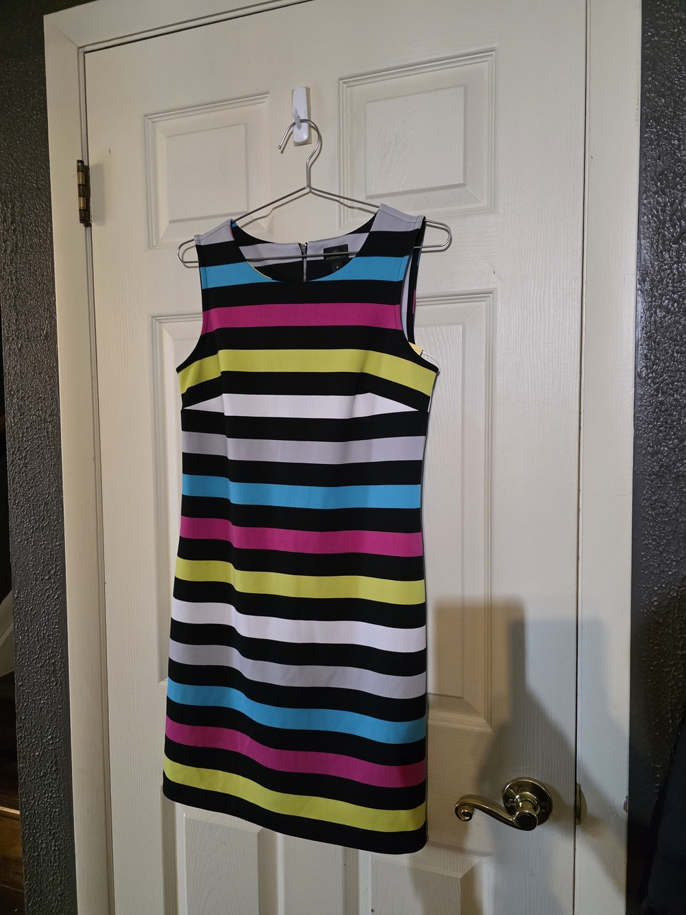 Worthington Sleeveless Striped Mini Dress in Black, White, Teal, Pink, Yellow